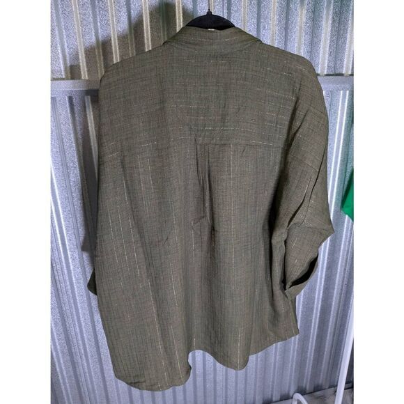 Olivia And Martin Gray Striped Button V-Neck Blouse Workwear Women's XL - Picture 2 of 6